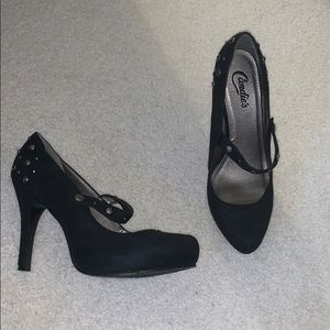 Black Suede Candies Heels